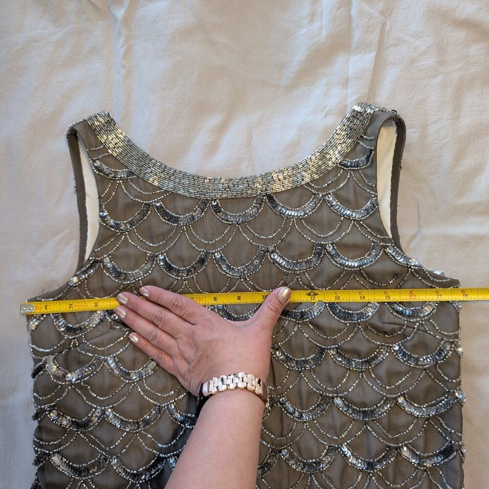 Adrianna Papell vintage flapper 20s style beaded dress size 4 gray silver - Picture 5 of 11